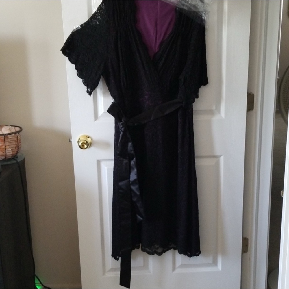 Black and Purple Lace Cocktail Dress